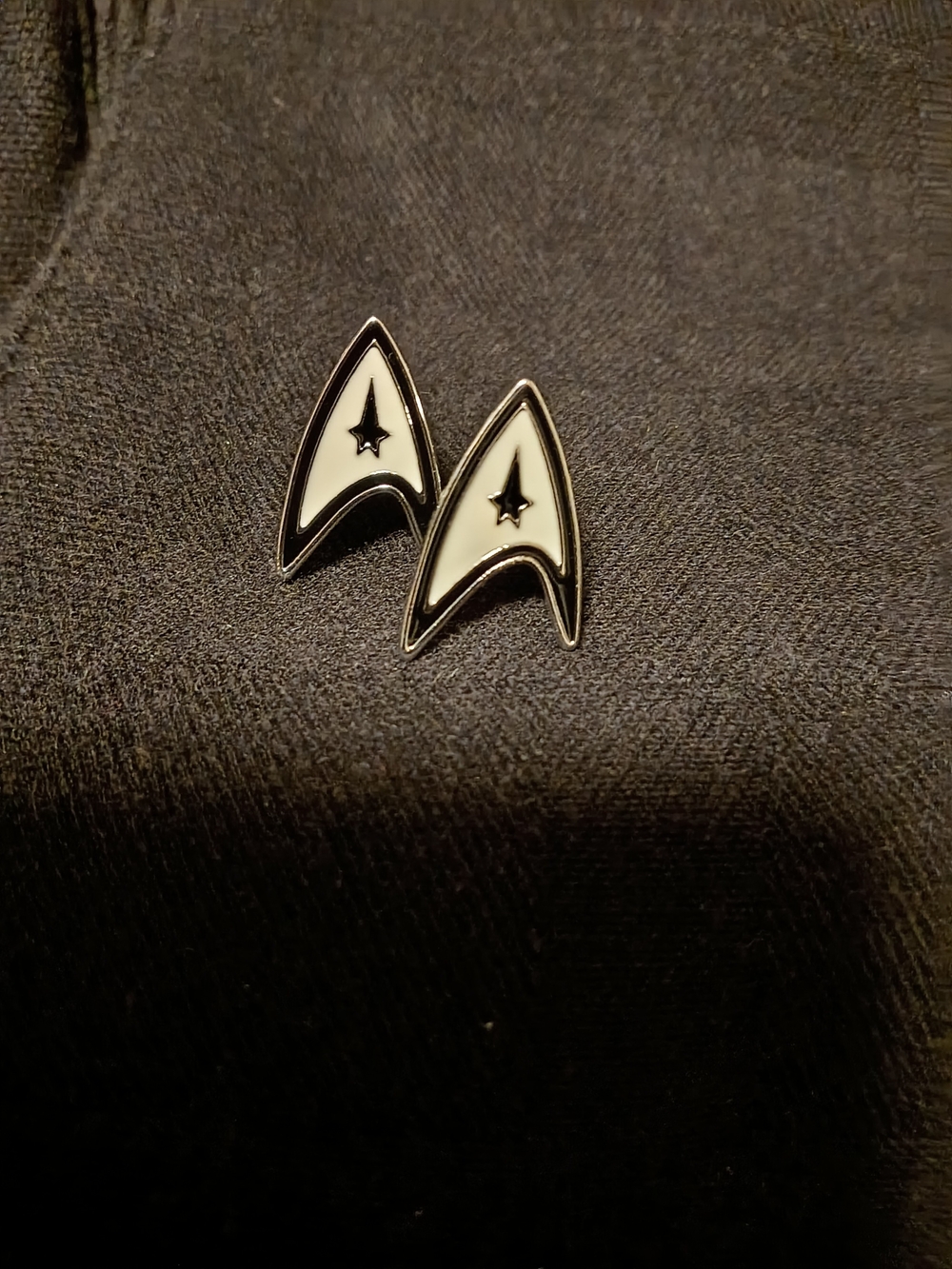 Starfleet Delta Enamel Pin Pair - White & Black